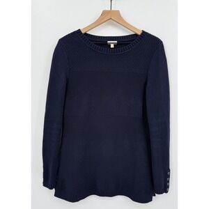 Talbots Sweater Womens Medium‎ Navy Blue Cotton Knit Nautical Preppy Resort